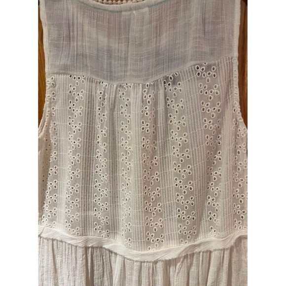 Knox Rose Eyelet Embroidered Sleeveless Babydoll White Boho Blouse Size Medium‎ - Picture 6 of 7